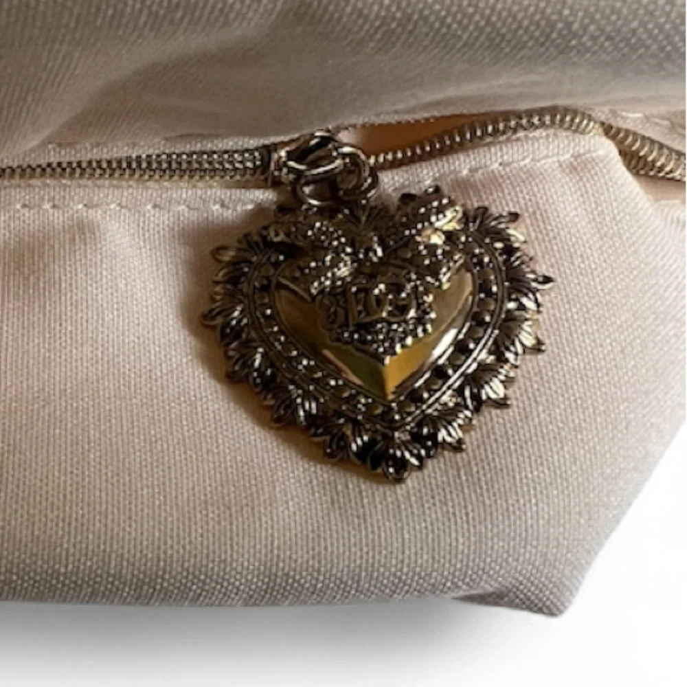 Dolce & Gabbana Cream Devotion Make up Bag  w/Gold Heart Charm on zipper handle